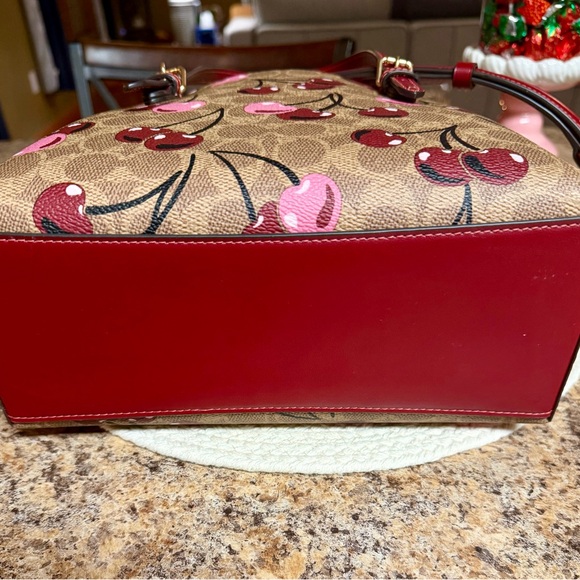 Coach Cherry Print Tote - Tan and Pink - Picture 4 of 4